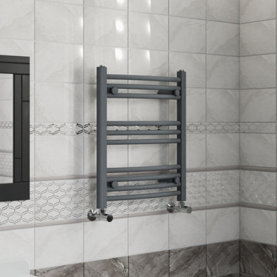 B&Q -  600X500 mm Curved Heated Towel Rail Radiator Bathroom Ladder Warmer Anthracite