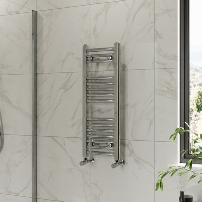 B&Q -  800X300 mm Curved Heated Towel Rail Radiator Bathroom Ladder Warmer Chrome