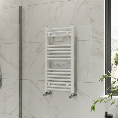B&Q -  800X400 mm Curved Heated Towel Rail Radiator Bathroom Ladder Warmer White