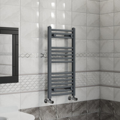 B&Q -  800X400 mm Curved Heated Towel Rail Radiator Bathroom Ladder Warmer Anthracite