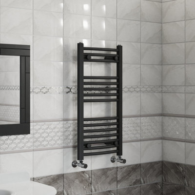 B&Q -  800X400 mm Curved Heated Towel Rail Radiator Bathroom Ladder Warmer Black