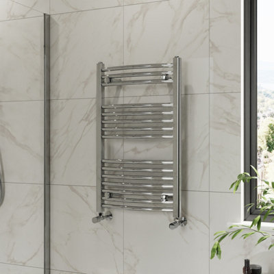 Right Radiators 800X500 mm Curved Heated Towel Rail Radiator Bathroom Ladder Warmer Chrome from B&Q