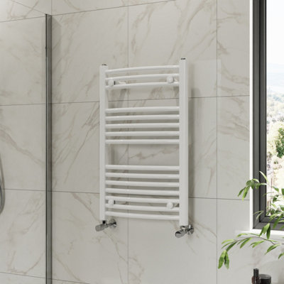 Right Radiators 800X500 mm Curved Heated Towel Rail Radiator Bathroom Ladder Warmer White from B&Q