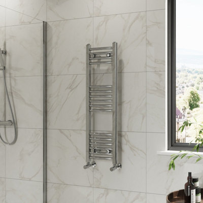 B&Q -  1000X300 mm Curved Heated Towel Rail Radiator Bathroom Ladder Warmer Chrome