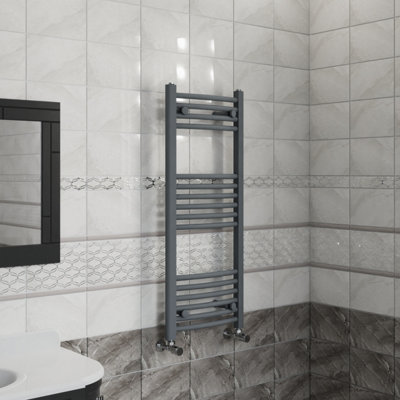 B&Q -  1000X400 mm Curved Heated Towel Rail Radiator Bathroom Ladder Warmer Anthracite