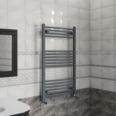 Right Radiators 1000X600 mm Curved Heated Towel Rail Radiator Bathroom Ladder Warmer Anthracite from B&Q