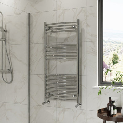 Right Radiators 1200X600 mm Curved Heated Towel Rail Radiator Bathroom Ladder Warmer Chrome from B&Q