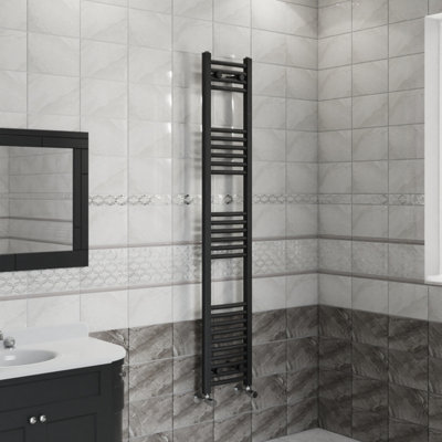 B&Q -  1600X300 mm Curved Heated Towel Rail Radiator Bathroom Ladder Warmer Black