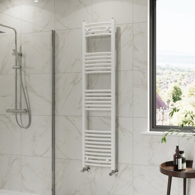 B&Q -  1600X400 mm Curved Heated Towel Rail Radiator Bathroom Ladder Warmer White