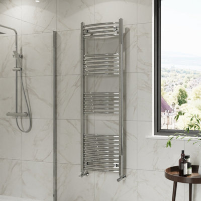 B&Q -  1600X500 mm Curved Heated Towel Rail Radiator Bathroom Ladder Warmer Chrome