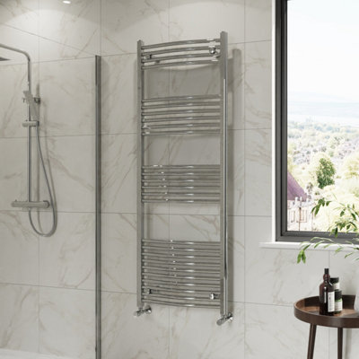 Right Radiators 1600X600 mm Curved Heated Towel Rail Radiator Bathroom Ladder Warmer Chrome from B&Q