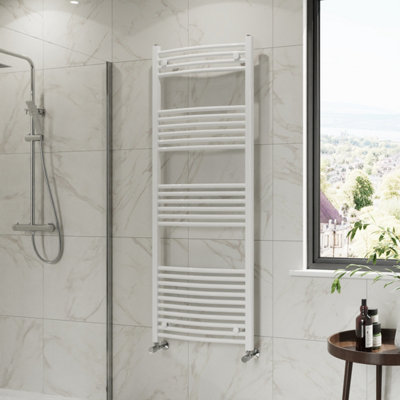 Right Radiators 1600X600 mm Curved Heated Towel Rail Radiator Bathroom Ladder Warmer White from B&Q