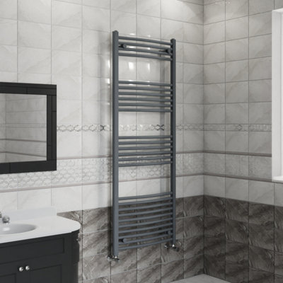 Right Radiators 1600X600 mm Curved Heated Towel Rail Radiator Bathroom Ladder Warmer Anthracite from B&Q