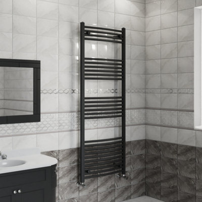 Right Radiators 1600X600 mm Curved Heated Towel Rail Radiator Bathroom Ladder Warmer Black from B&Q