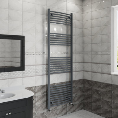 Right Radiators 1800X600 mm Curved Heated Towel Rail Radiator Bathroom Ladder Warmer Anthracite from B&Q