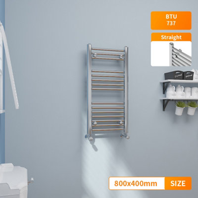 B&Q -  800X400 mm Straight Heated Towel Rail Radiator Bathroom Ladder Warmer Chrome