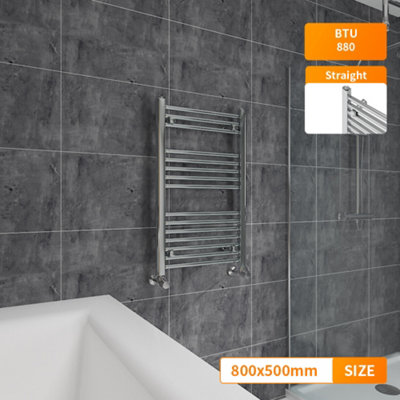 Right Radiators 800X500 mm Straight Heated Towel Rail Radiator Bathroom Ladder Warmer Chrome from B&Q