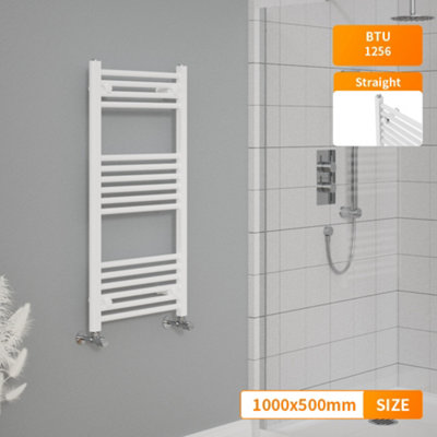 B&Q -  1000X500 mm Straight Heated Towel Rail Radiator Bathroom Ladder Warmer White