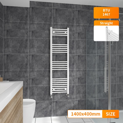 B&Q -  1400X400 mm Straight Heated Towel Rail Radiator Bathroom Ladder Warmer White