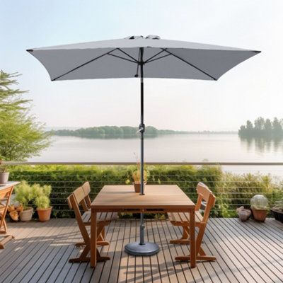 B&Q -  2X3M Grey Garden Parasol Umbrella Sun Shade Canopy With Hand Crank Tilt Function