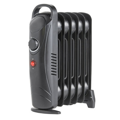 Right Radiators Oil Filled Radiator 6 Fin 800W Mini Portable Electric Heater Thermostat Black from B&Q