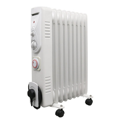 Right Radiators Oil Filled Radiator 9 Fin 2000W Portable Electric Heater With Timer Thermostat White from B&Q