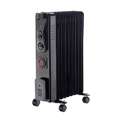 Right Radiators Oil Filled Radiator 9 Fin 2000W Electric Heaters With 24 Hour Timer Thermostat Black from B&Q