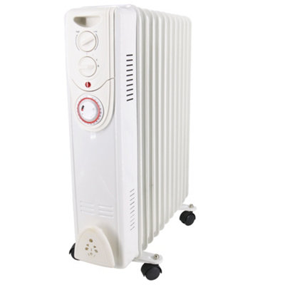 Right Radiators Oil Filled Radiator 11 Fin 2500W Portable Electric Heater With 24H Timer White from B&Q