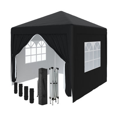 Sundaze Garden Pop Up Gazebo Party Tent Camping Marquee Canopy With 4 Sidewalls Carrying Bag Black 2.5X2.5M from B&Q