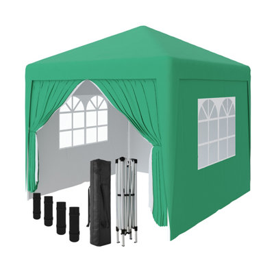 Sundaze Garden Pop Up Gazebo Party Tent Camping Marquee Canopy With 4 Sidewalls Carrying Bag Green 2.5X2.5M from B&Q