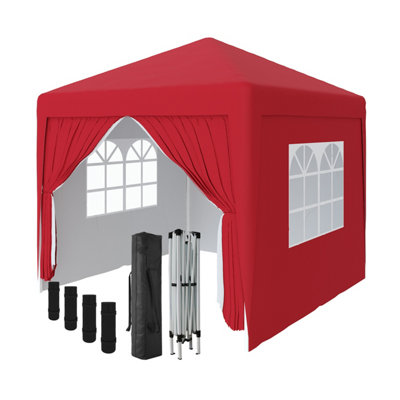 Sundaze Garden Pop Up Gazebo Party Tent Camping Marquee Canopy With 4 Sidewalls Carrying Bag Red 2.5X2.5M from B&Q
