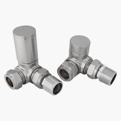 Right Radiators Manual Corner Radiator Valves 15mm Lockshield Central Heating Valve Satin Nickel from B&Q