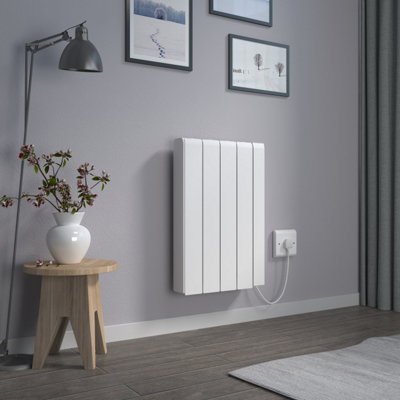 Right Radiators 4Fin 1000W Ceramic Electric Radiator Wall Mounted Portable Heater Smart Wifi Timer from B&Q