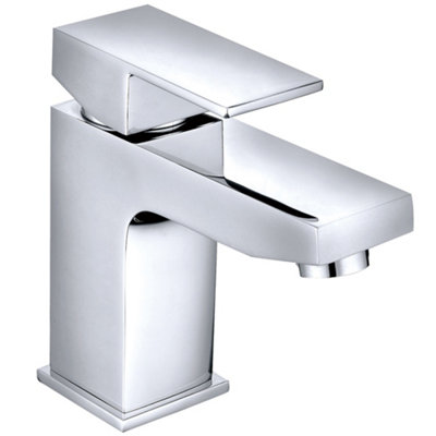 Sundaze Bathroom Basin Sink Mixer Tap Square Chrome Lever Faucet from B&Q
