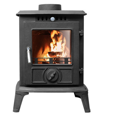Sundaze 5Kw Defra Approved Eco Design Multifuel Stove Wood Burning Cast Iron Fireplace from B&Q
