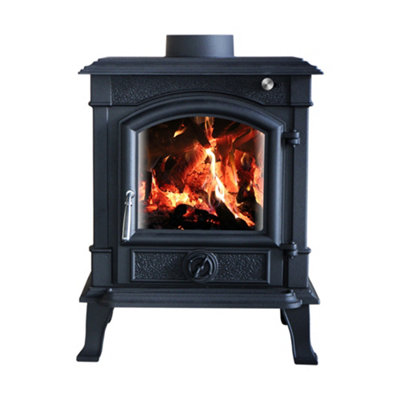 B&Q -  8Kw Woodburning Stove Cast Iron Log Burner Fireplace Eco Design Dafra Approved Black