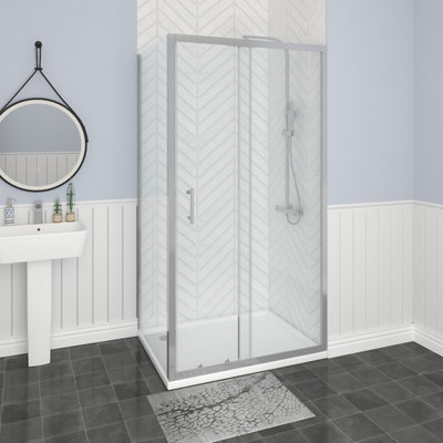 Sundaze Bathroom Shower Enclosure Cubicle 1000mm Sliding Door With 700mm Side Panel Screen from B&Q