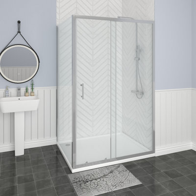Sundaze Bathroom Shower Enclosure Cubicle 1200mm Sliding Door With 760mm Side Panel Screen from B&Q