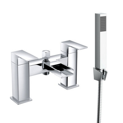 Sundaze Bathroom Dual Handle Bath Filler Mixer Tap & Hand Held Shower Head Set Chrome from B&Q