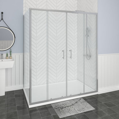 Sundaze Bathroom Shower Enclosure Cubicle 1600mm Double Sliding Door With 900mm Side Panel Screen from B&Q