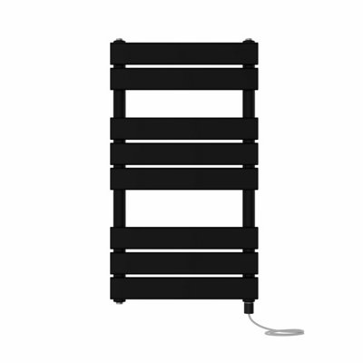 Right Radiators Prefilled Electric Flat Panel Heated Towel Rail Bathroom Ladder Warmer Rads - 800X450 Mm Black