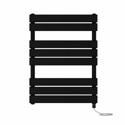 B&Q -  Prefilled Electric Flat Panel Heated Towel Rail Bathroom Ladder Warmer RadsBlack 800X600 mm