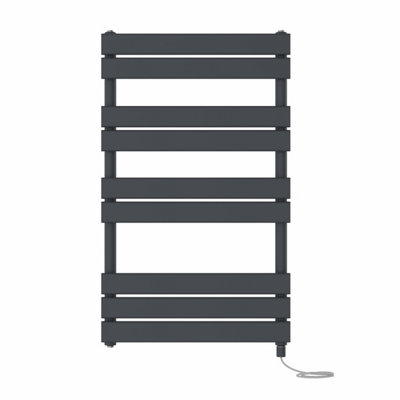B&Q -  Prefilled Electric Flat Panel Heated Towel Rail Bathroom Ladder Warmer RadsAnthracite 1000X600 mm