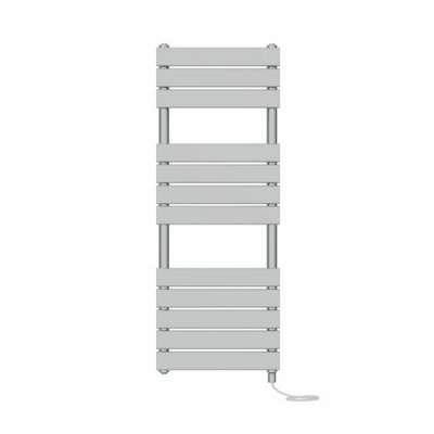 B&Q -  Prefilled Electric Flat Panel Heated Towel Rail Bathroom Ladder Warmer RadsChrome 1200X450 mm