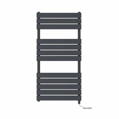 Right Radiators Prefilled Electric Flat Panel Heated Towel Rail Bathroom Ladder Warmer RadsAnthracite 1200X600 mm from B&Q