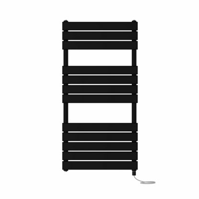 Right Radiators Prefilled Electric Flat Panel Heated Towel Rail Bathroom Ladder Warmer RadsBlack 1200X600 mm from B&Q