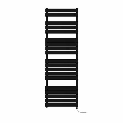 Right Radiators Prefilled Electric Flat Panel Heated Towel Rail Bathroom Ladder Warmer RadsBlack 1800X600 mm from B&Q