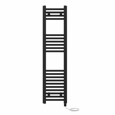 Right Radiators Prefilled Electric Straight Heated Towel Rail Bathroom Ladder Warmer RadsBlack 1200X300 mm from B&Q