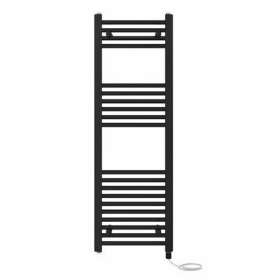 Right Radiators Prefilled Electric Straight Heated Towel Rail Bathroom Ladder Warmer RadsBlack 1200X400 mm from B&Q