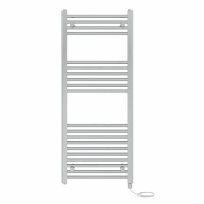 B&Q -  Prefilled Electric Straight Heated Towel Rail Bathroom Ladder Warmer RadsChrome 1200X500 mm